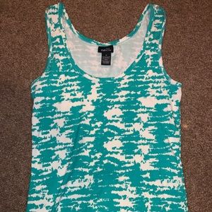 Turquoise and White tie dye tank top